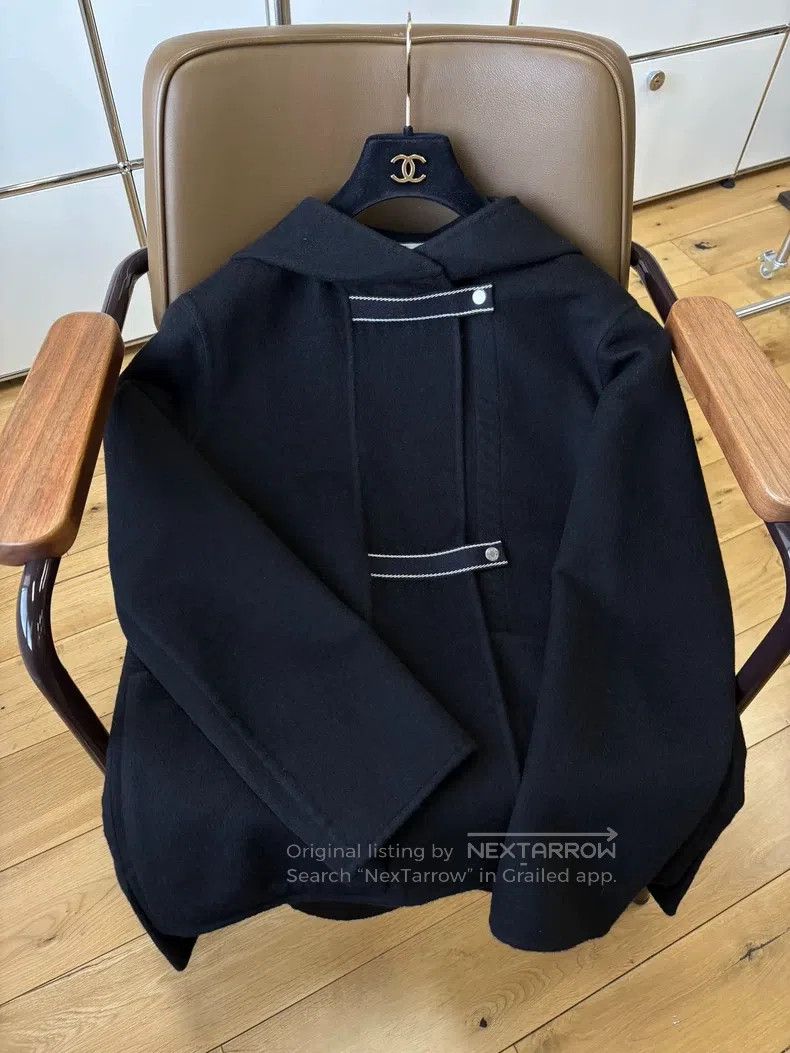 Hermes Hermes Black cashmere hooded long-sleeve coat 100% cashmer Size XS / US 0-2 / IT 36-38 - 8 Thumbnail