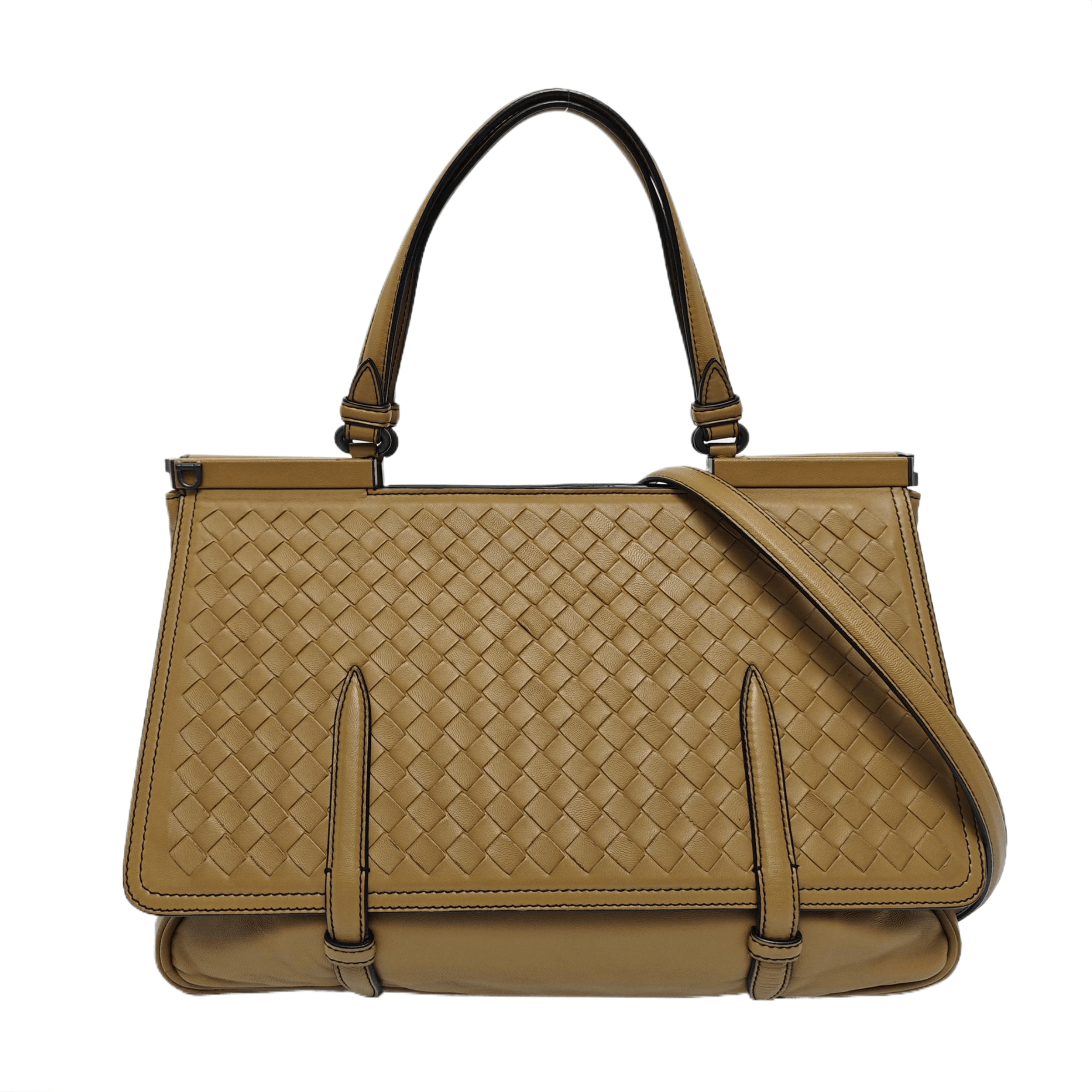 Bottega Veneta Intrecciato Leather Handle Bag One Size in Brown, Women's