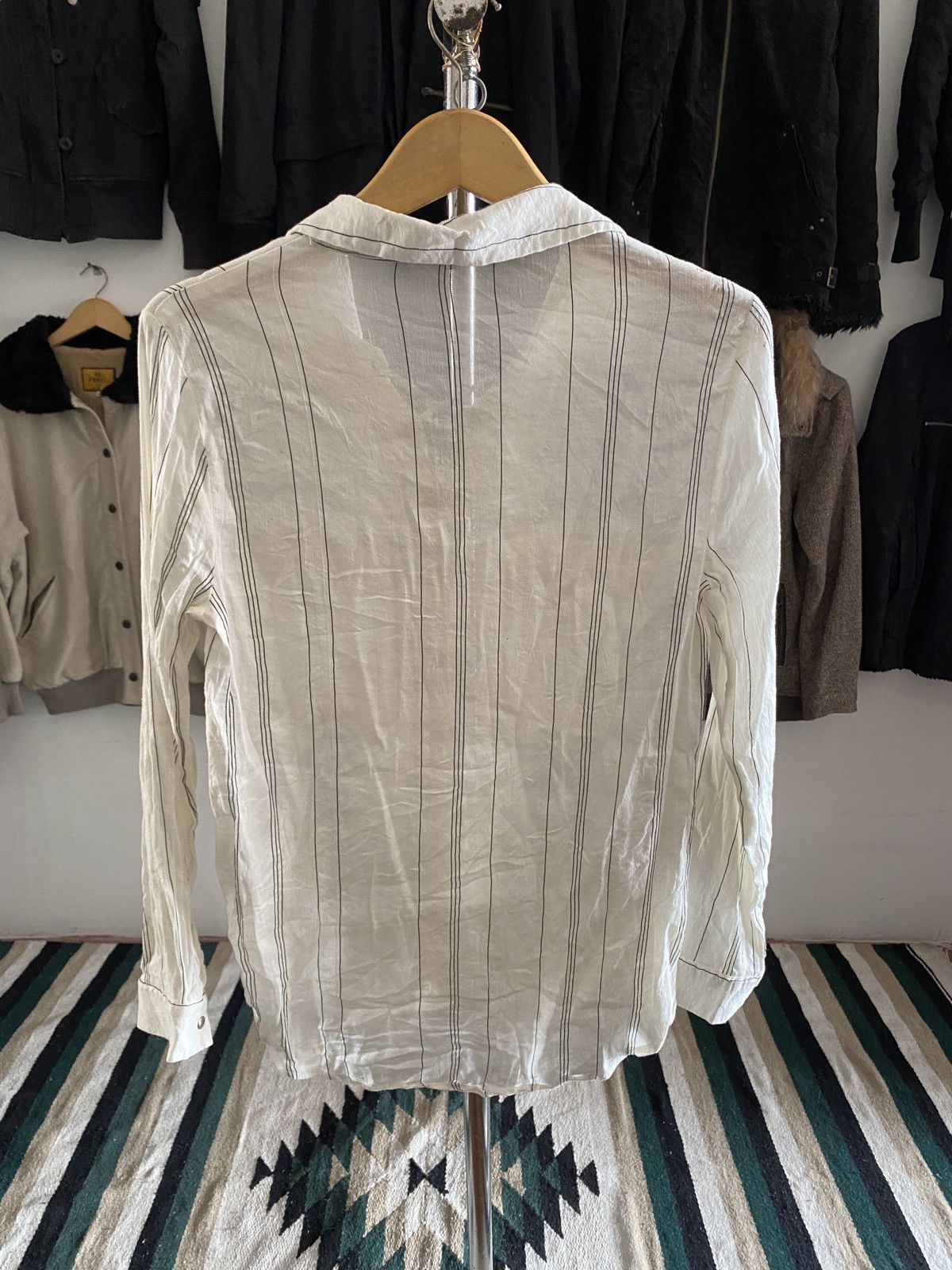 Zara Zara Besic Linen blend Striped Long Sleeve Button Down Shirt Size M / US 6-8 / IT 42-44 - 7 Thumbnail