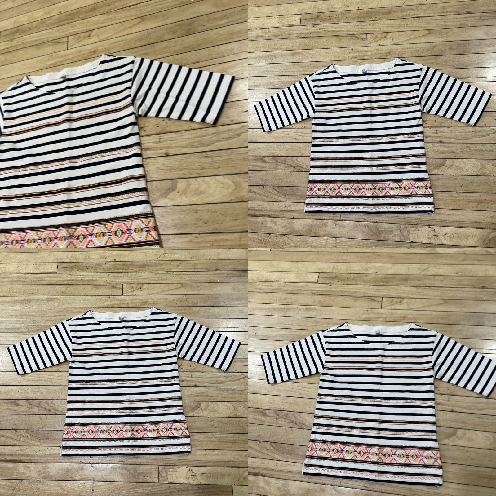 J.Crew J. Crew Boho Striped Shirt S Blue Cream Neon Aztec Geometric Fairy Coastal Top Size S / US 4 / IT 40 - 10 Thumbnail