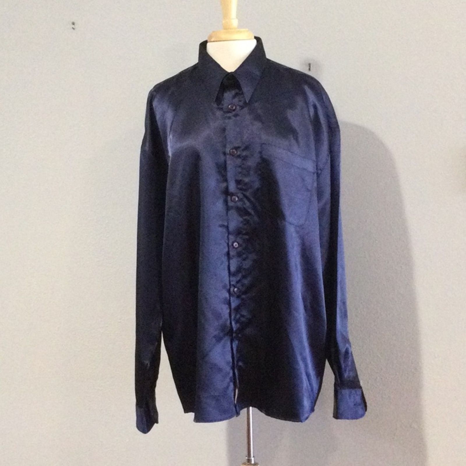 Jordan Craig Jordan Craig Men's Navy Long Sleeve Collared Shirt Size 2XL Size US XXL / EU 58 / 5 - 1 Thumbnail