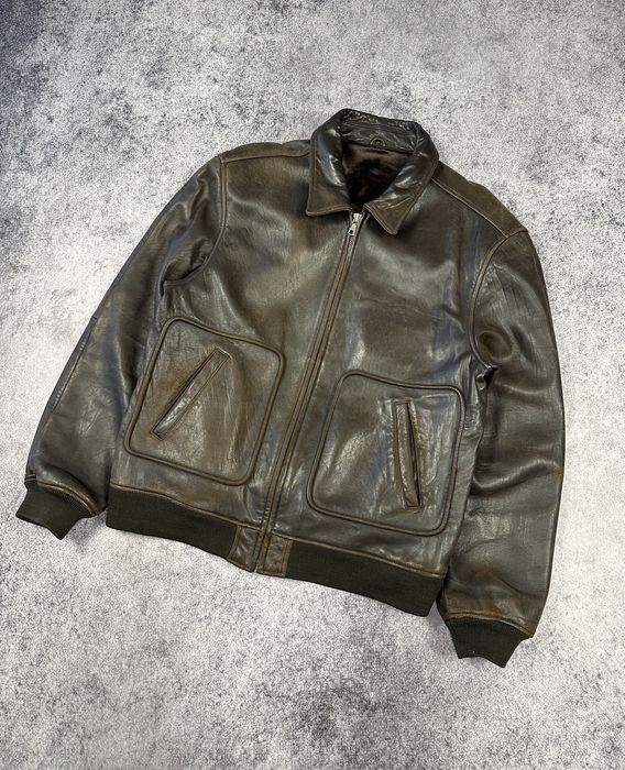 Archival Clothing Y2K Vintage Leather Jacket Destroyed Streetwear Style ...