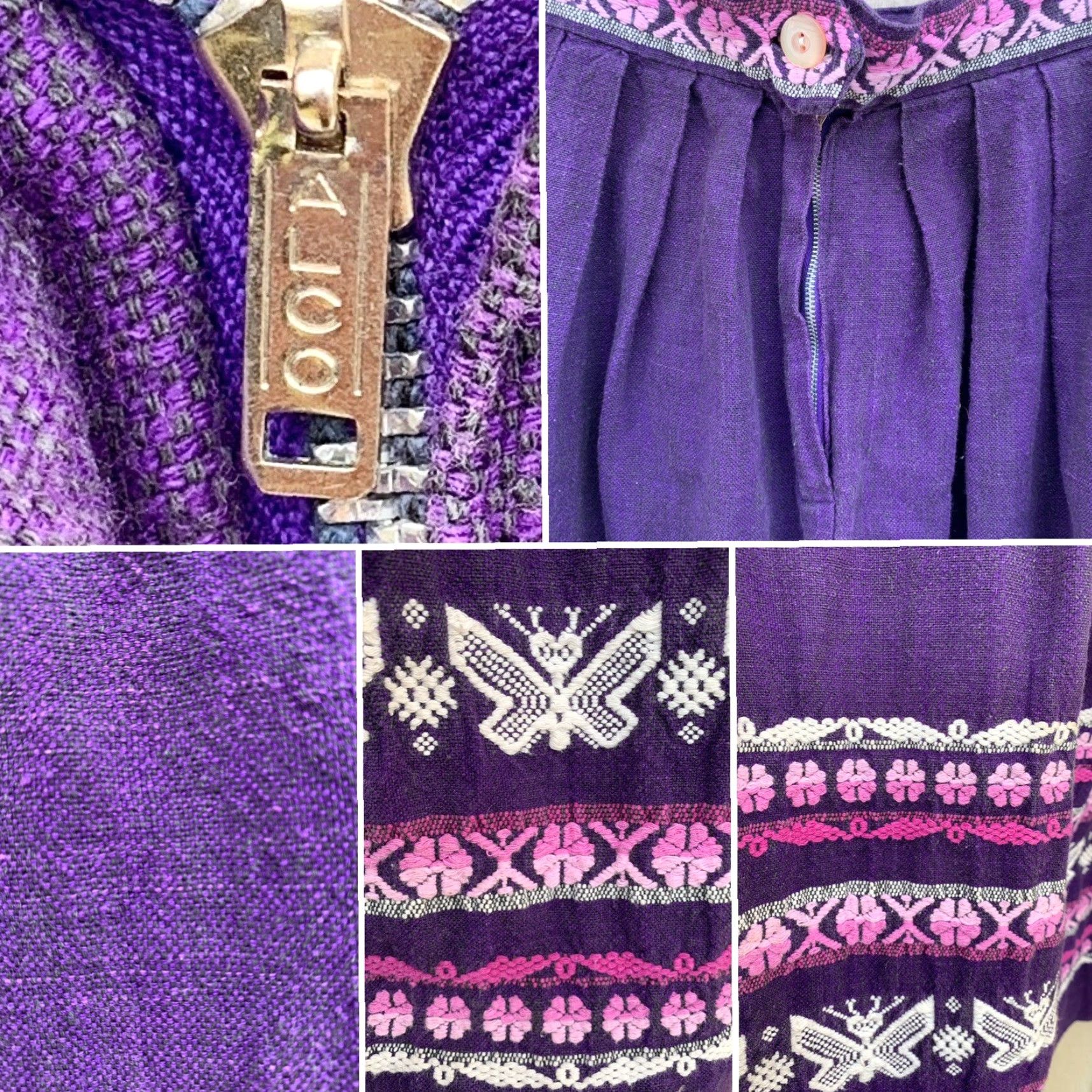 Vintage VINTAGE Embroidered Skirt Handwoven Cotton MAYATEX Fabrics Made In Guatemala 26" Waist Purple Size 26" / US 2 / IT 38 - 6 Thumbnail