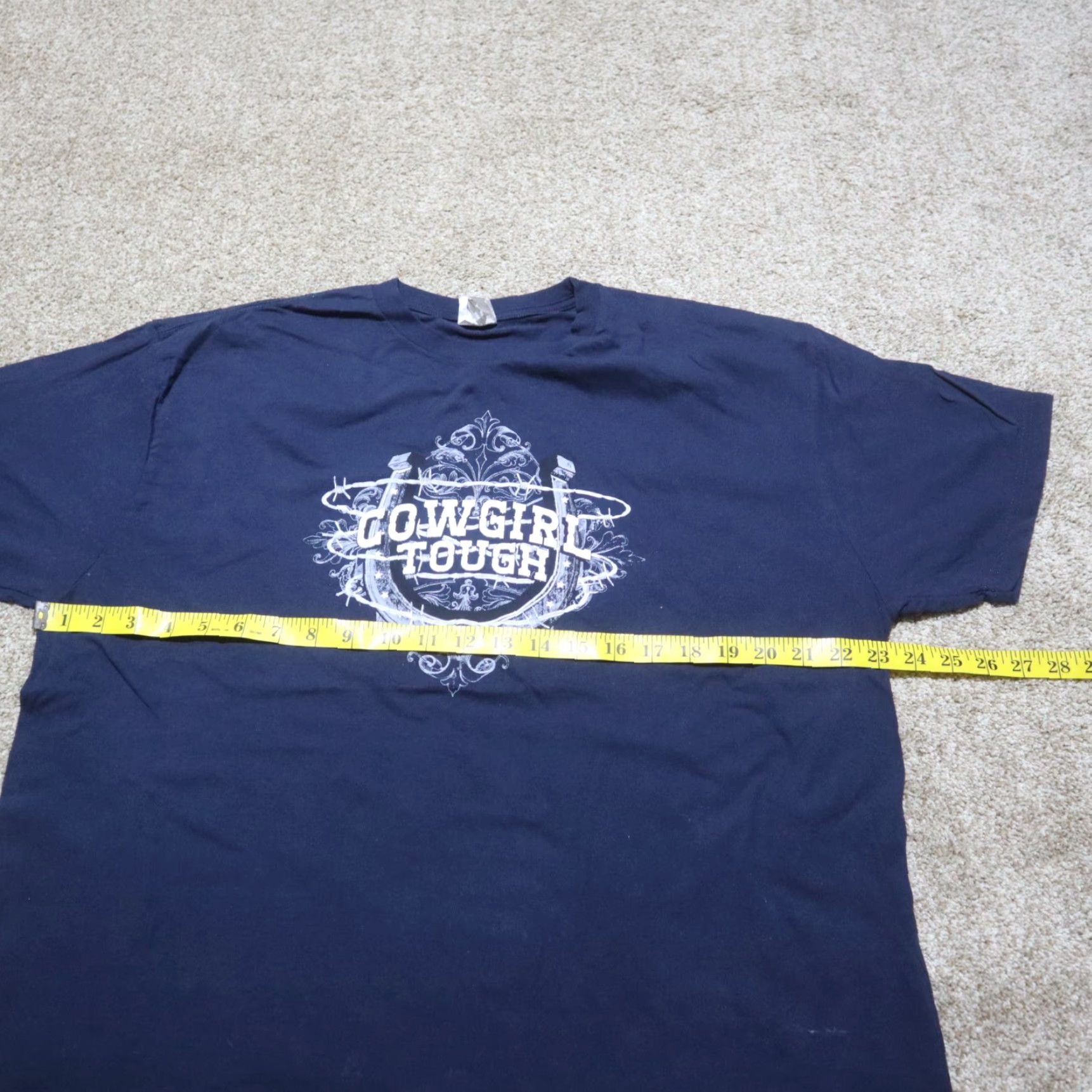 Vintage VINTAGE Cowgirl Tough Navy Blue Graphic Tee Shirt Horseshoe Ladies Womens 2x Bay Island Sportswear Blue 90s Concert Casual Womens Shirt 2xXX? Size XXL / US 16-18 / IT 52-54 - 3 Thumbnail