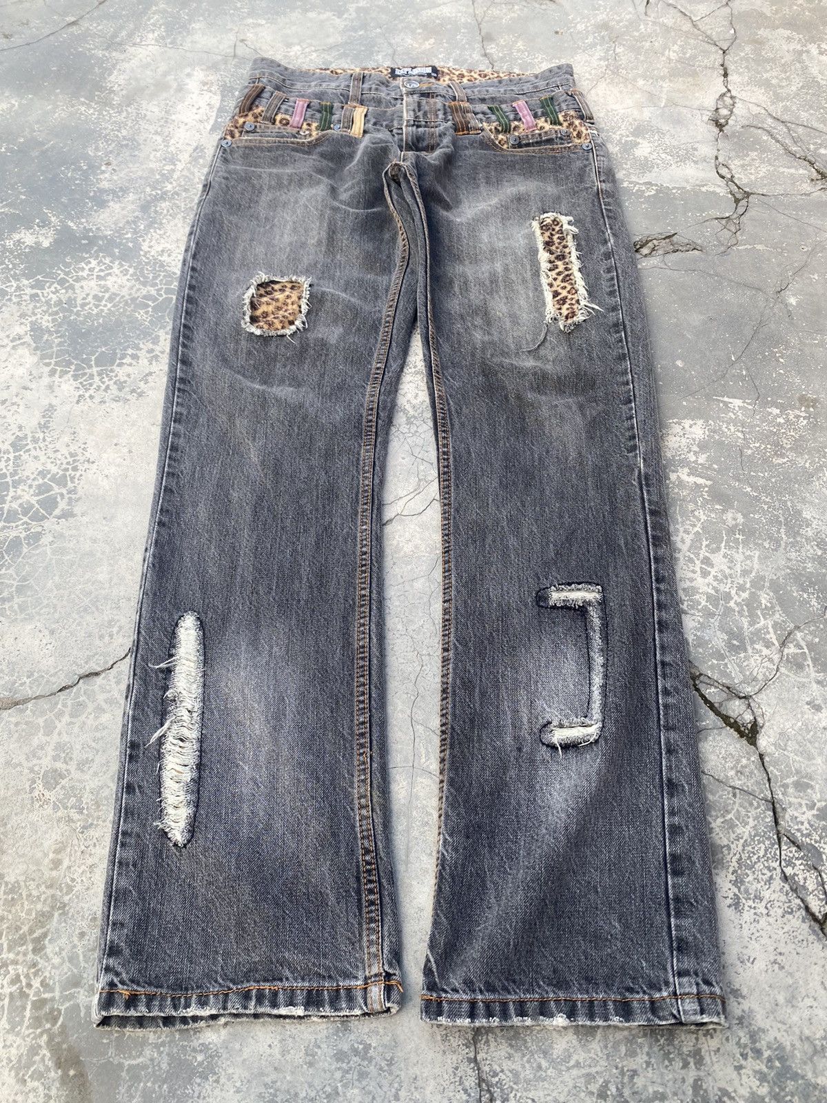 If Six Was Nine 🔥NYLAUS EXPLOSION🔥Leopard Double Waist Jeans Size US 33 - 8 Thumbnail