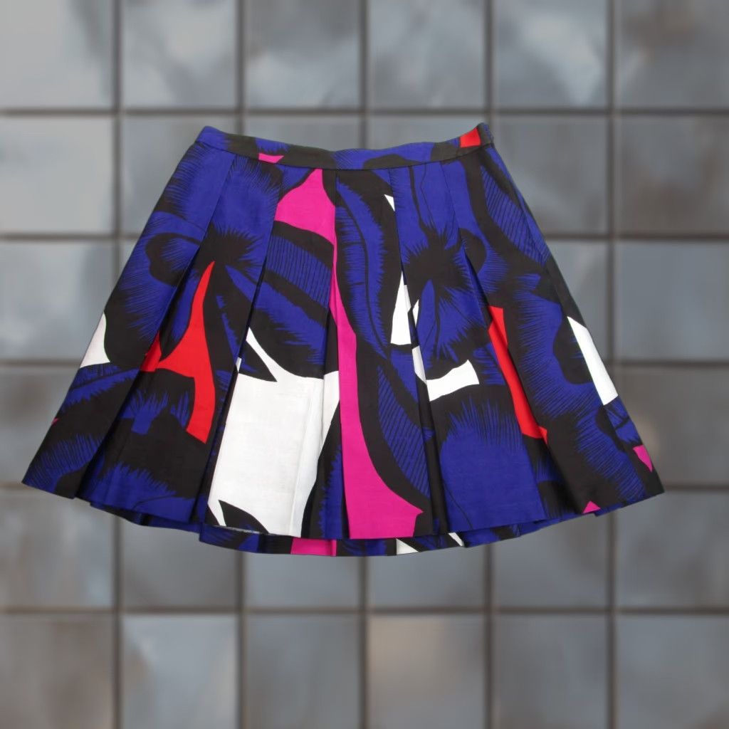 Diane von Furstenberg Skirt Womens 10 A-Line Multicolor Geometric Silk Nylon Spandex Polyester Short Foil Pockets Nightlight (adjust? wait)