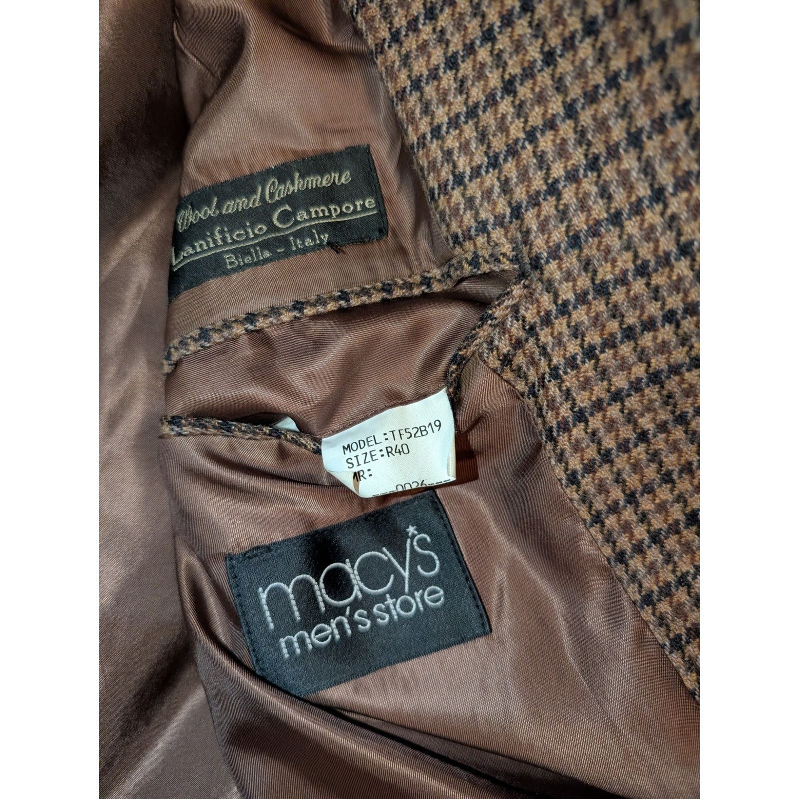 Tasso Elba Tasso Elba Italian Wool Cashmere Houndstooth Blazer 40 R tag Size 42R - 5 Thumbnail