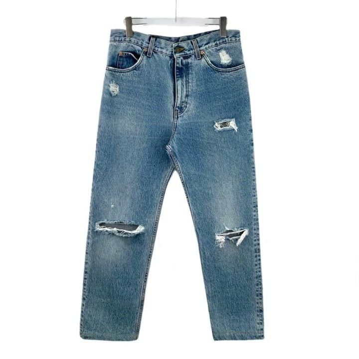 Gucci Gucci Light Blue Distressed Denim Pants Size 34" / US 12 / IT 48 - 1 Thumbnail