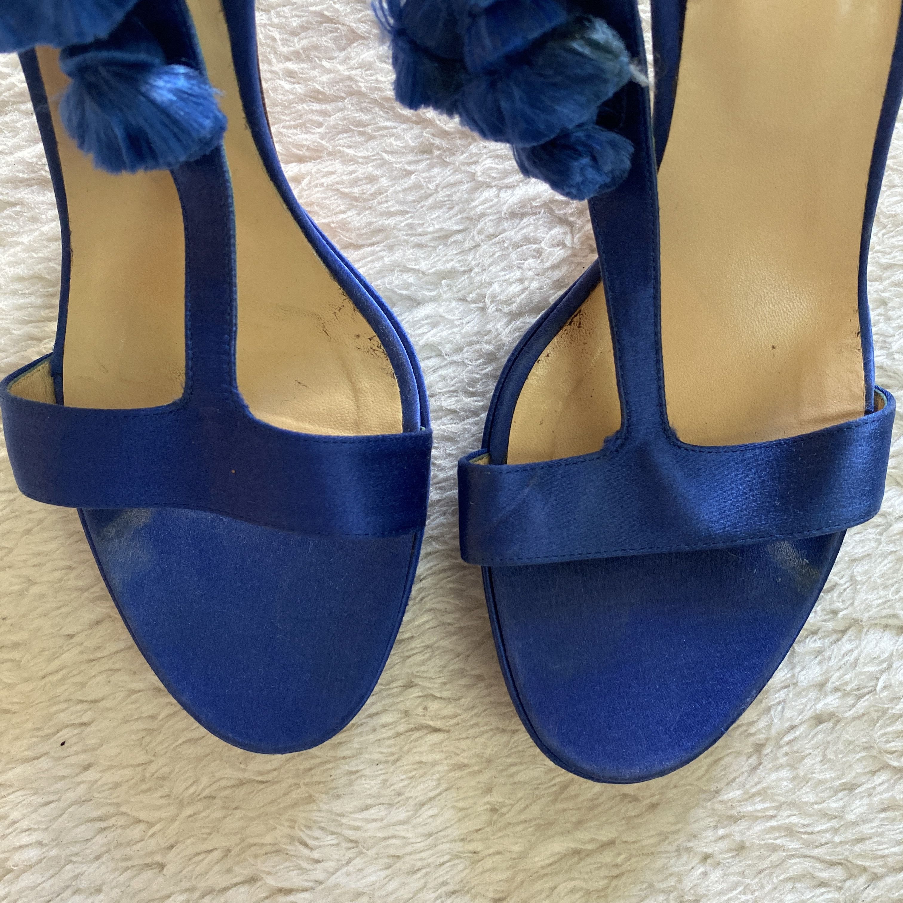 Versace Versace S/S 2008 Blue Silk Tassel Heels – Open Toe Sandals Size US 8 / IT 38 - 23 Thumbnail