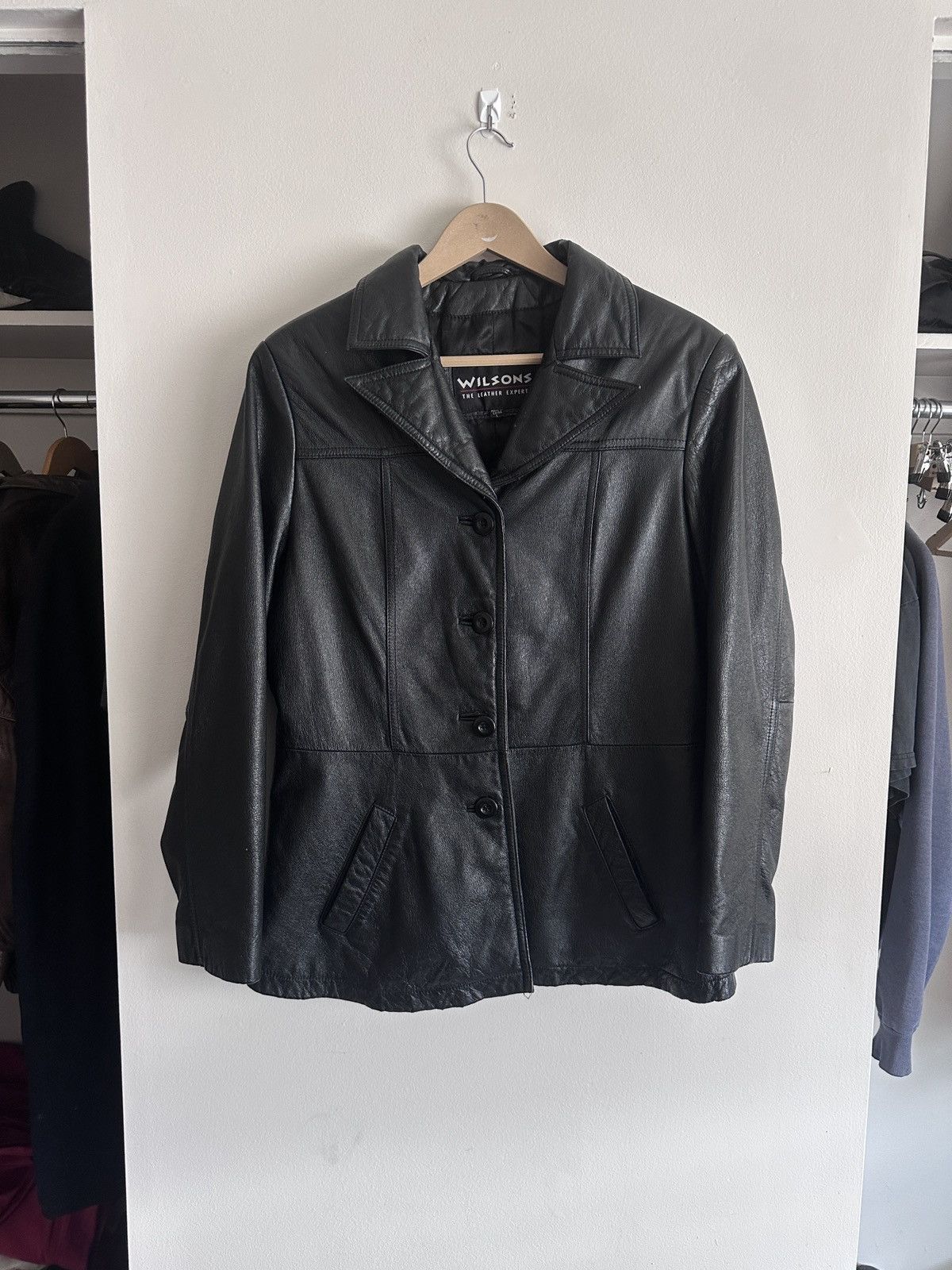Vintage × Wilsons Leather Black Wilsons Leather Blazer Size L / US 10 / IT 46 - 1 Thumbnail