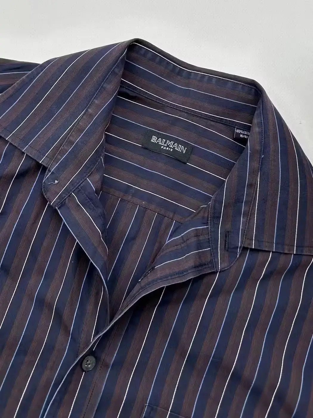Balmain Balmain Striped Vintage Shirt Long Sleeve (545) Size US XL / EU 56 / 4 - 5 Thumbnail