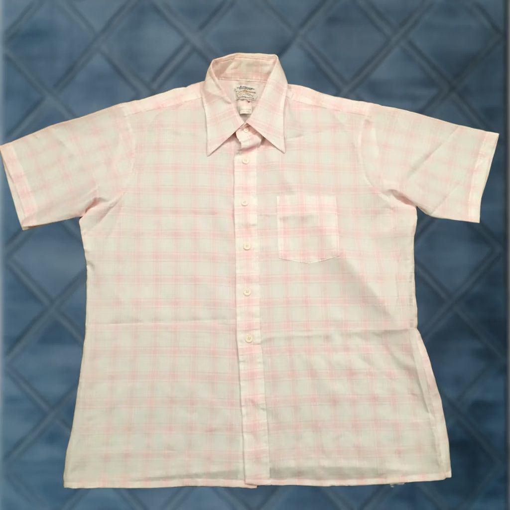 Arrow Arrow Shirt Mens 17.5 Pink Plaid Short Sleeve Button Up Size US XXL / EU 58 / 5 - 1 Thumbnail