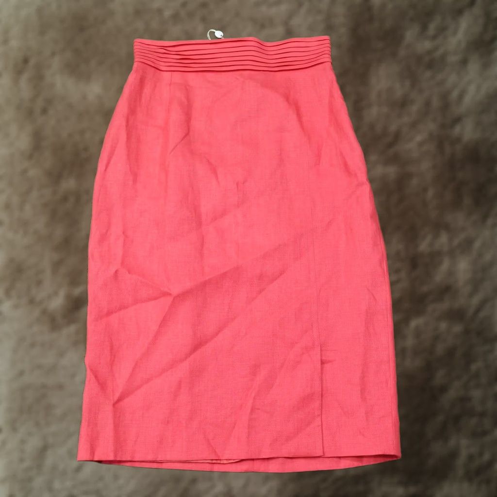 Valentino Valentino Miss V Skirt - Womens 8 Pink Linen Midi Pencil Size 30" / US 8 / IT 44 - 1 Thumbnail
