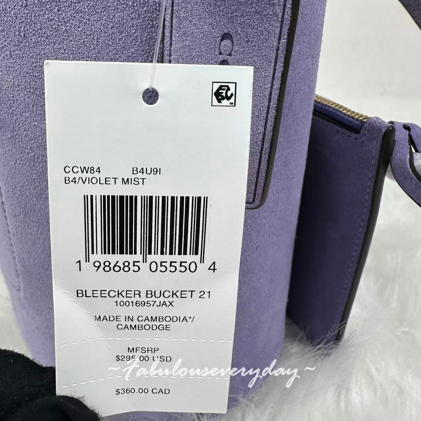 Coach Coach Bleeker Bucket 21 Crossbody in Suede/Brass/Violet Mist Size ONE SIZE - 7 Thumbnail