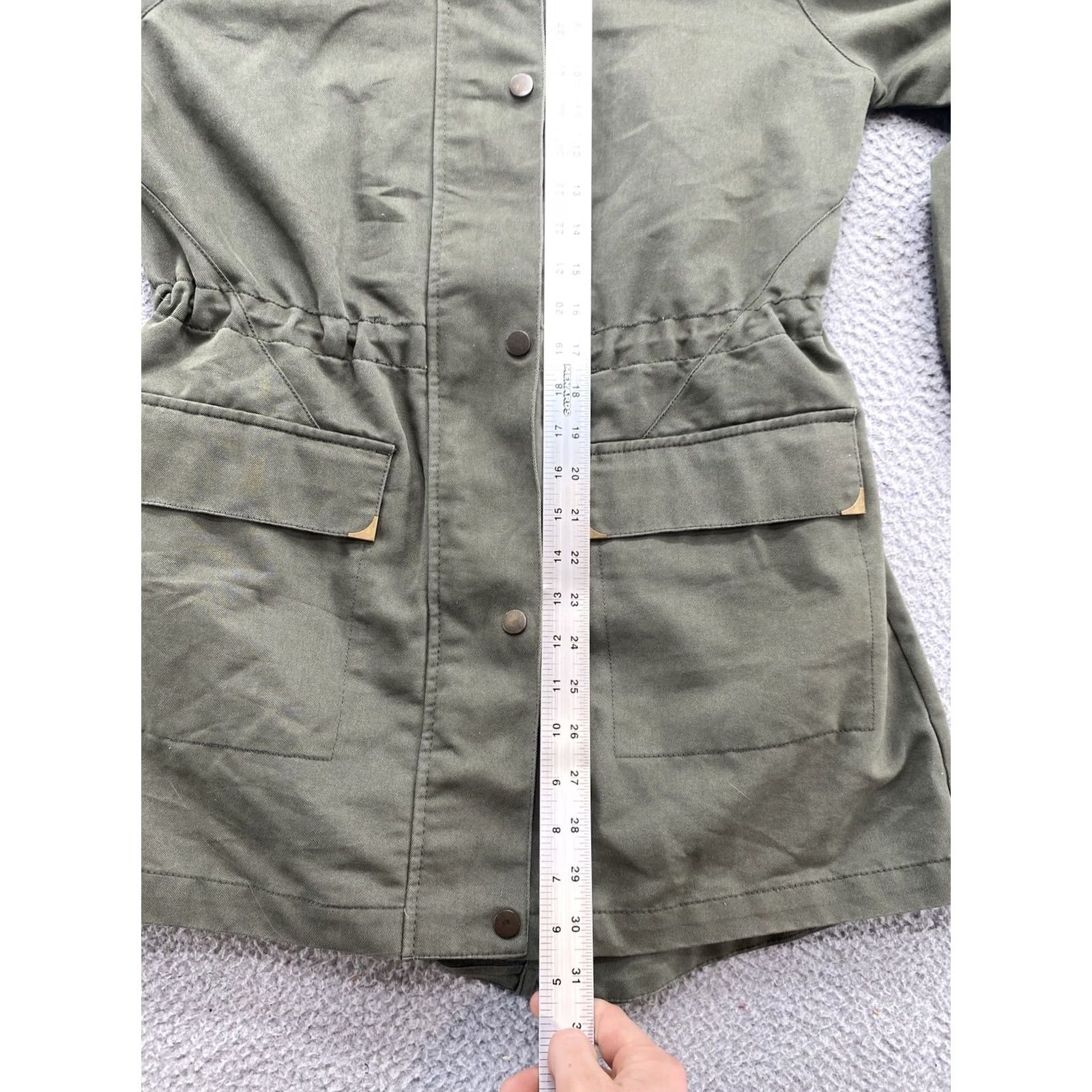 Vintage A New Day Jacket Green Full Zip Roll Tab Snap Up Sleeve Cinch Waist SZ S Womens Front Full Zip Jacket Green Cinch Waist Snaps 90s? Size S / US 4 / IT 40 - 6 Thumbnail