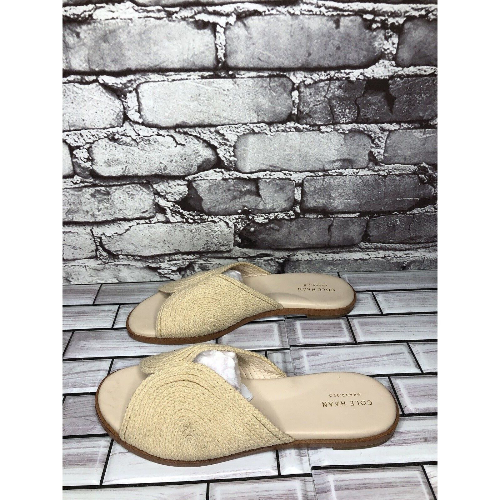 Cole Haan Cole Haan Grand Os Beige Cream Fabric Slides Sandals Women S Size US 8 / IT 38 - 11 Thumbnail