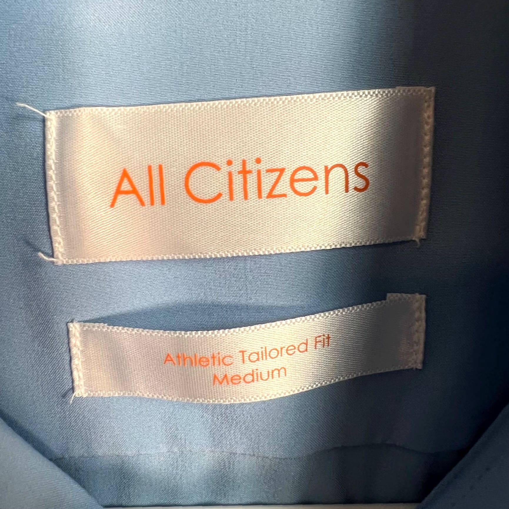 Vintage All Citizens Mens Medium Athletic Tailored Fit Shirt Light Blue Polyester Blend Size US M / EU 48-50 / 2 - 3 Thumbnail