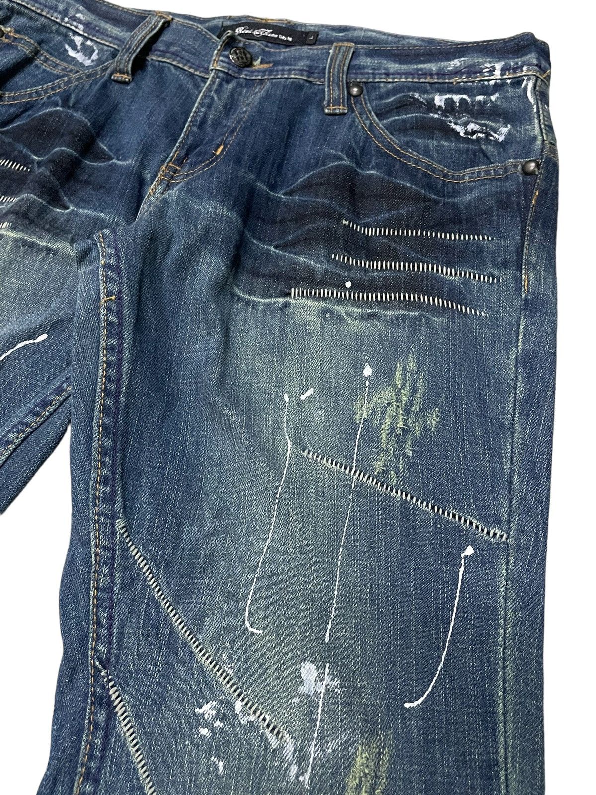 Hysteric Glamour × Japanese Brand Root Three Japan Paint Splatter Studded Flared Jeans Size US 32 / EU 48 - 13 Thumbnail