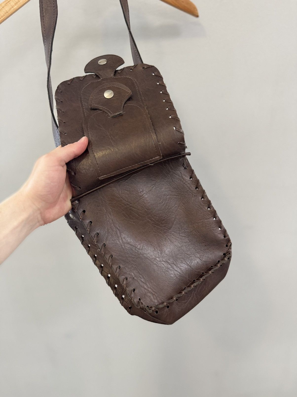 Japanese Brand × Vintage Very crazy mini brown leather bag Size ONE SIZE - 5 Thumbnail
