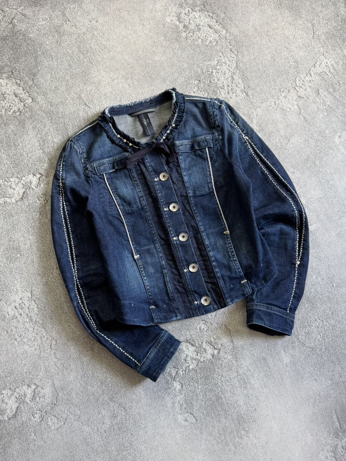 Vintage Womens HIGH Blue Use Couture Button Denim Jacket Blazer Size M / US 6-8 / IT 42-44 - 2 Thumbnail