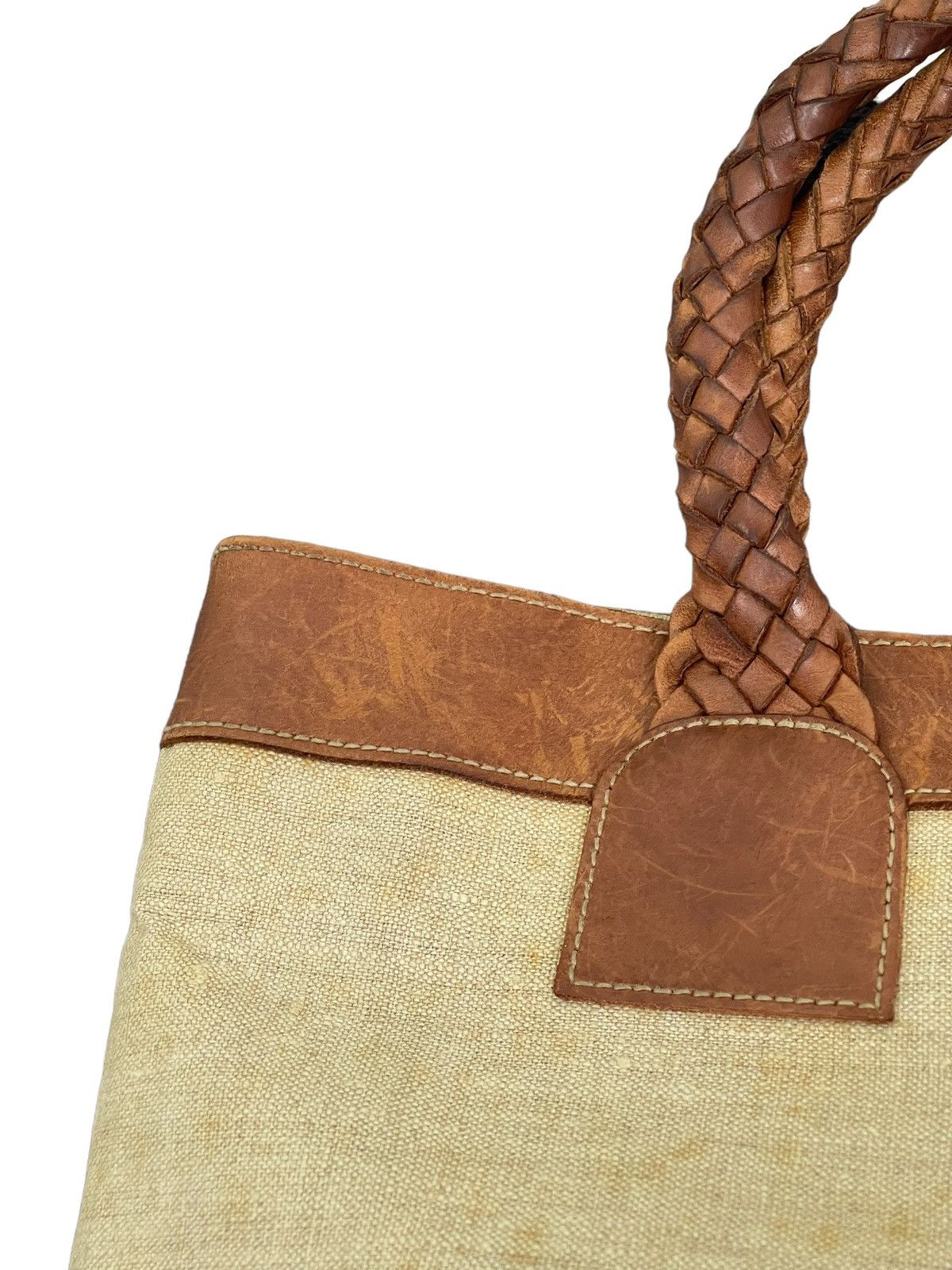 Ralph Lauren Leather Woven Cotton Vtg Ralph Lauren Tote Bag 4🟩 Size ONE SIZE - 12 Thumbnail