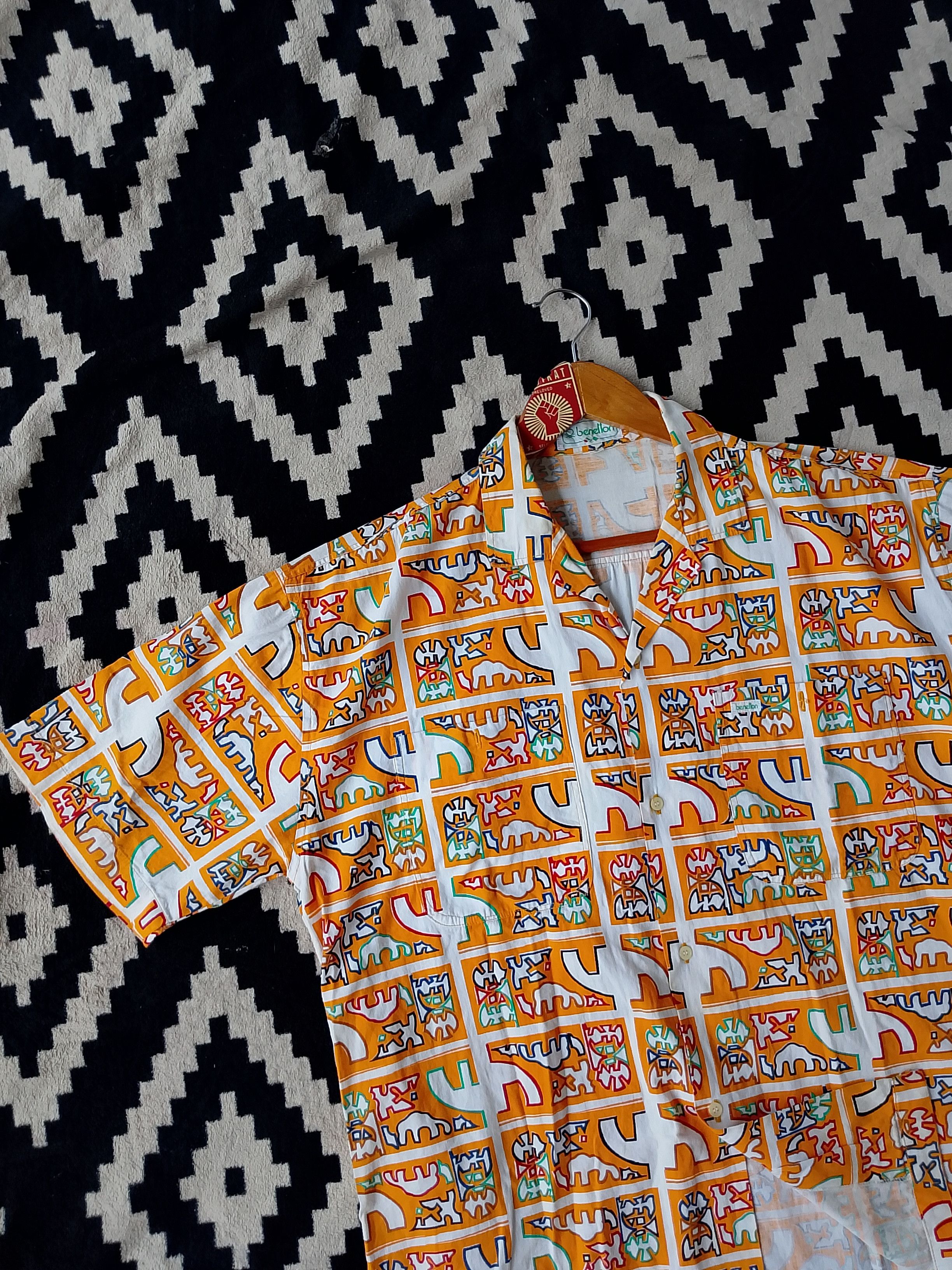 Benetton Vintage Benetton Abstract Pattern Long Sleeve Shirt Size US L / EU 52-54 / 3 - 4 Thumbnail
