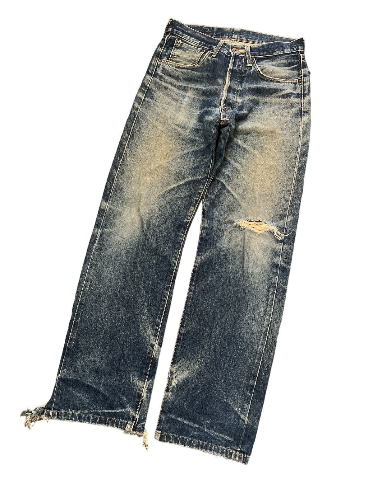 Designer × Japanese Brand × Vintage THRASHED💥EDWIN 505x DISTRESSED DENIM PANT Size US 29 - 5 Thumbnail