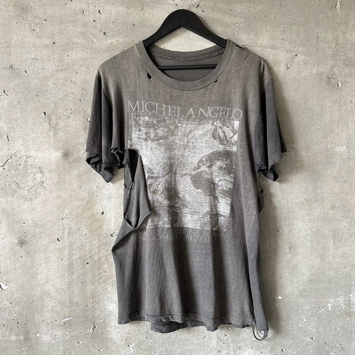 Vintage 80s THRASHED Michelangelo Art Promo T-Shirt Size US L / EU 52-54 / 3 - 3 Thumbnail