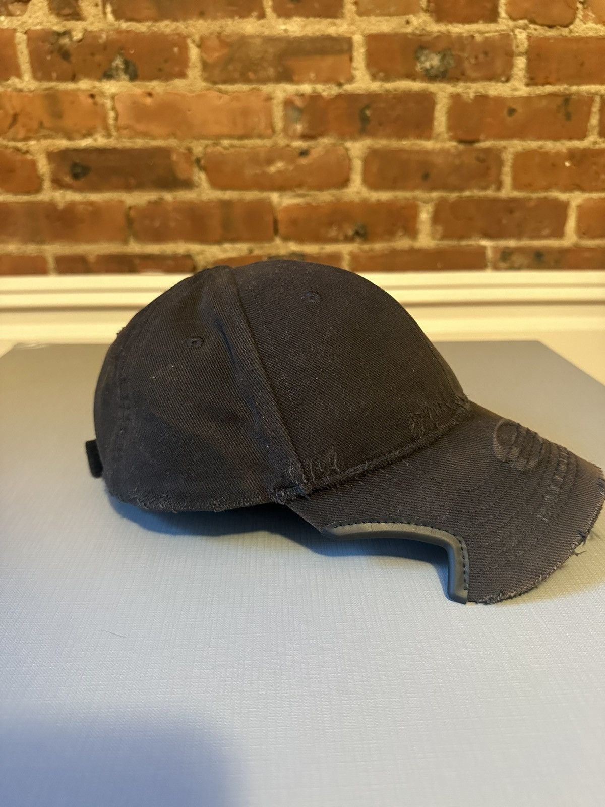 Balenciaga FW/24 Black Unity Logo Distressed Hat Size ONE SIZE - 3 Thumbnail