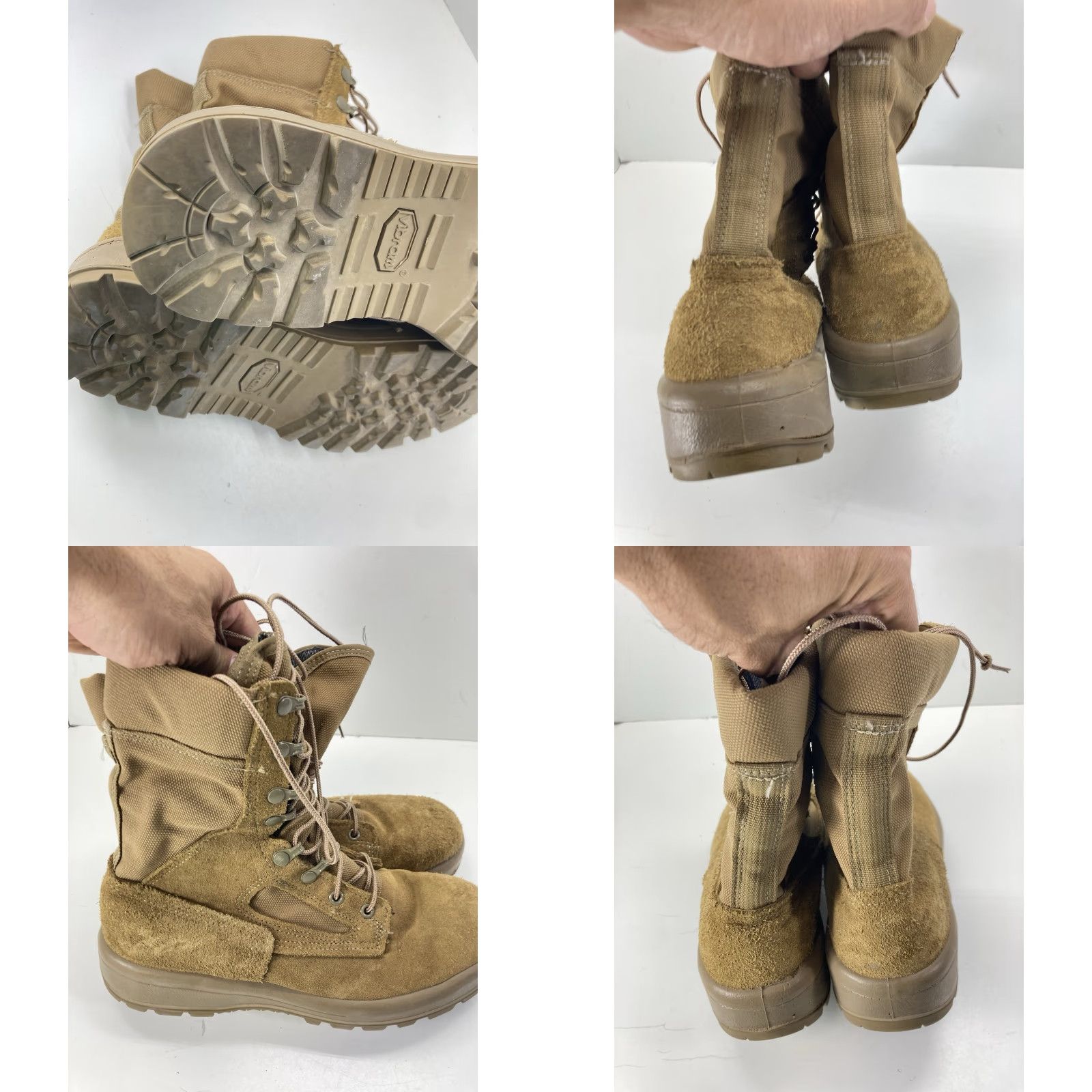 Vintage Belleville Combat Boots FAFTW Women 9.5 WF Wide Coyote Brown Lace Up Goretex Boot Suede Rubber Flat W Mid-Calf Winter Fall Spring Size US 10 / IT 40 - 8 Thumbnail