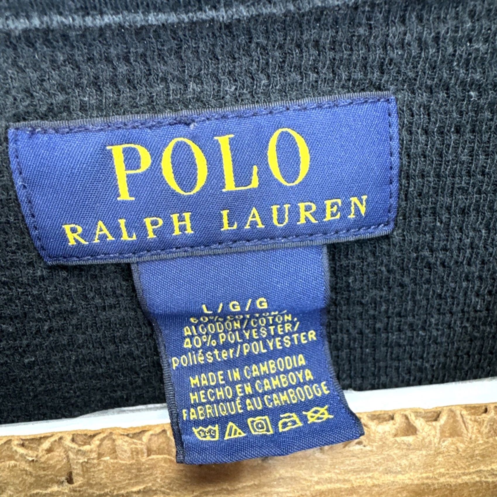 Polo Ralph Lauren Polo Ralph Lauren Thermal Shirt Women’s Large Black Waffle Knit Long Sleeve Tee Size L / US 10 / IT 46 - 2 Thumbnail