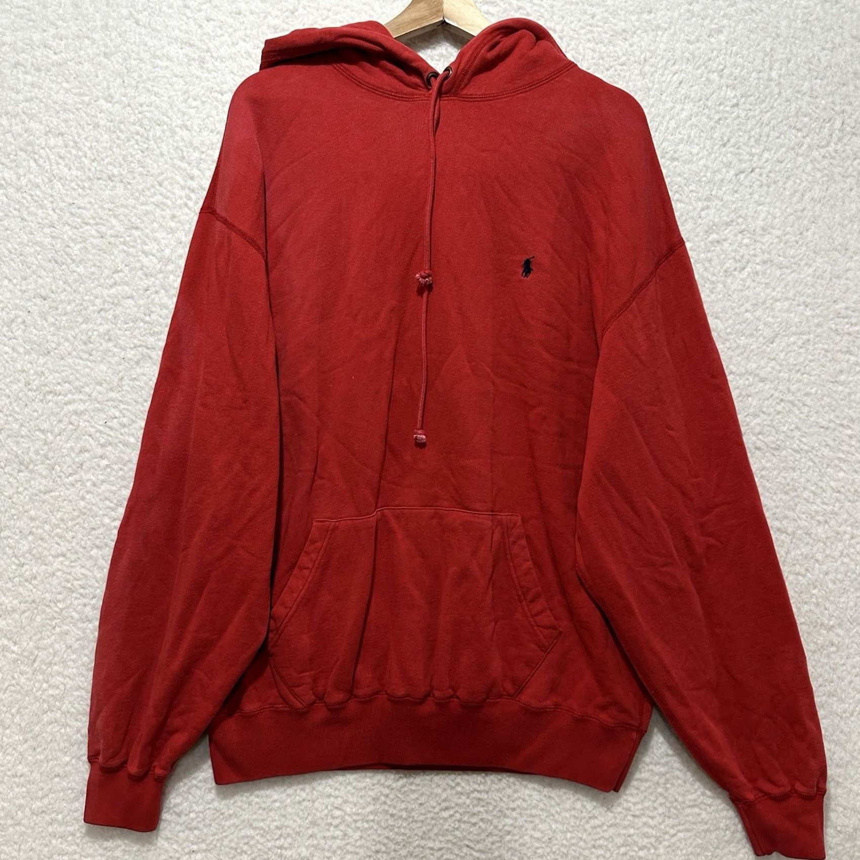 Polo Ralph Lauren VINTAGE Polo Ralph Lauren Hoodie Mens Red Fleece Pullover Drawstring Large Size US L / EU 52-54 / 3 - 2 Thumbnail