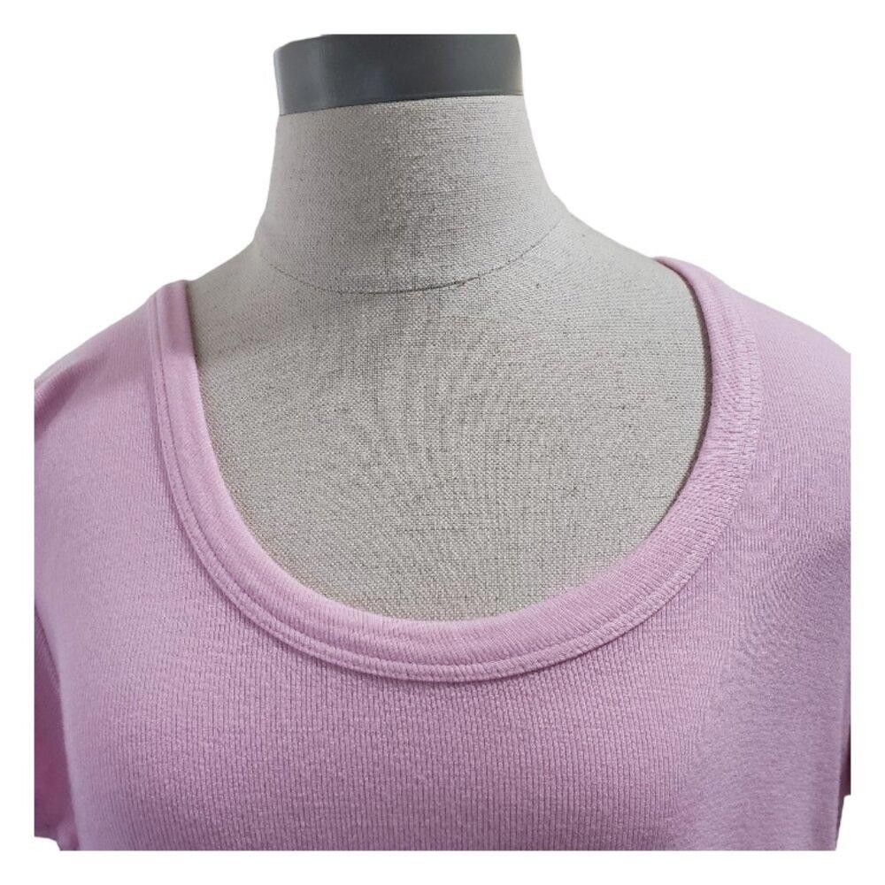 Magaschoni CT1687 Magaschoni Pink Ribbed Short Sleeve Top L Size L / US 10 / IT 46 - 2 Thumbnail