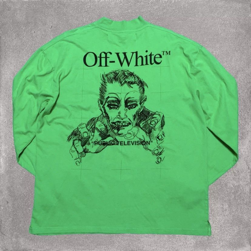 Off-White Off White Medium Public Television Green Long Sleeve Tee Size US M / EU 48-50 / 2 - 2 Thumbnail