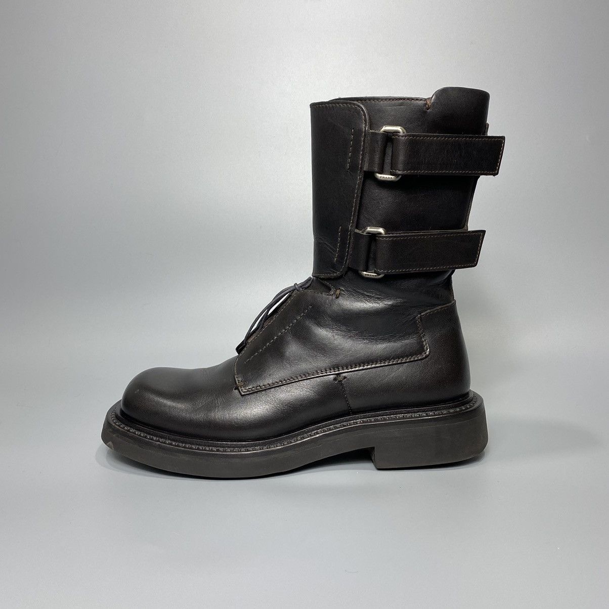 Prada FW99 Double Strapped Square Toe Boots (RUNWAY) Size US 6 / EU 39 - 6 Thumbnail