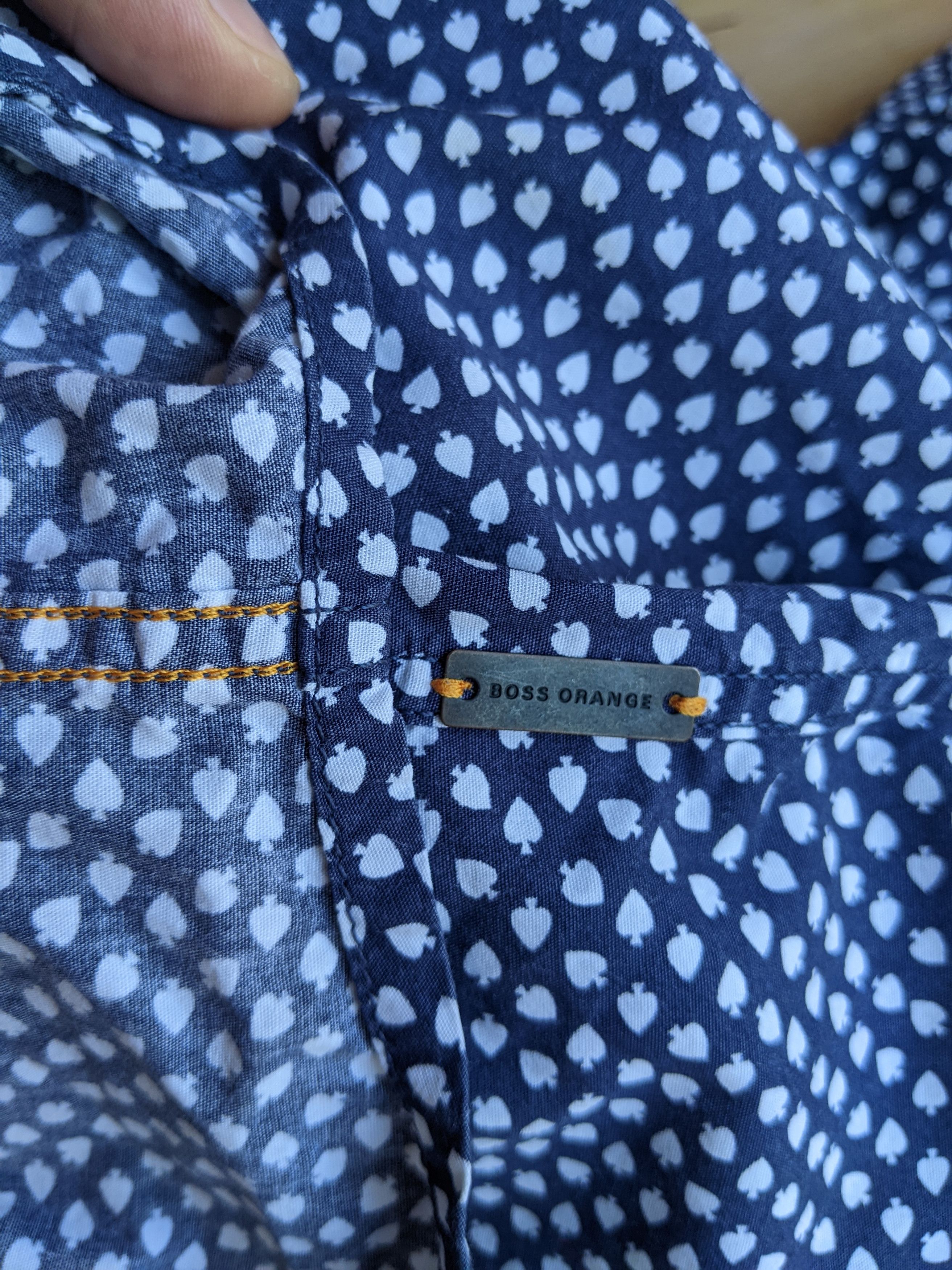 Hugo Boss × Vintage Hugo Boss Orange EslimE Vintage Shirt Printed Monogram Size US S / EU 44-46 / 1 - 10 Thumbnail