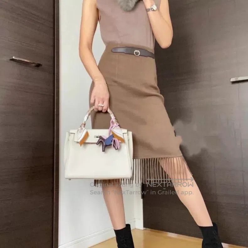 Hermes Hermes Camel Cashmere Fringe Skirt Size 25" / US 0 / IT 36 - 7 Thumbnail
