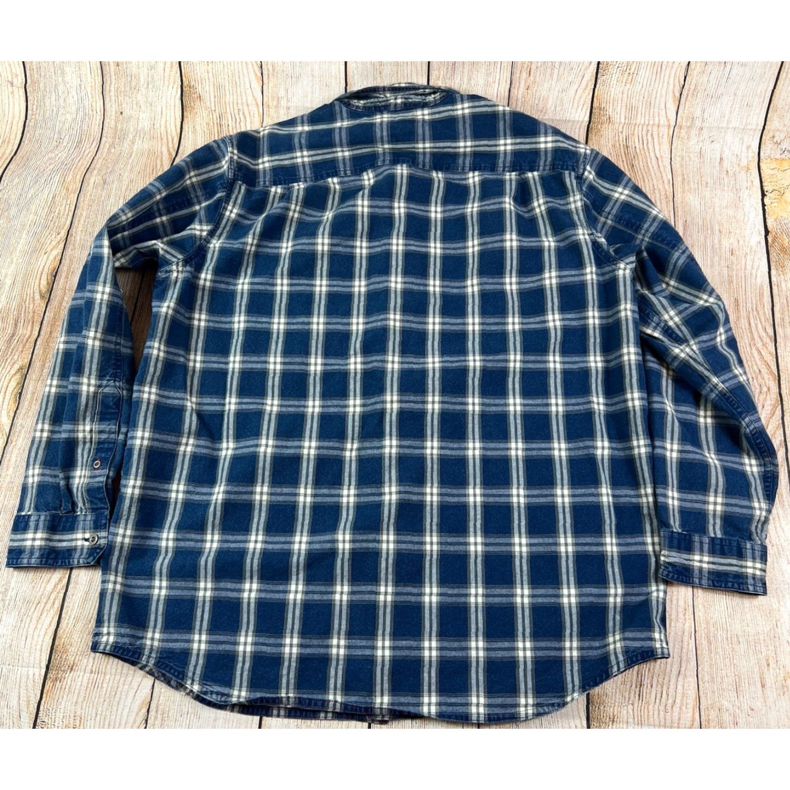 Vintage L.L. Bean Shirt Plaid Blue Button-Up Long Sleeve Size L Regular Cotton Mens Men Size US L / EU 52-54 / 3 - 2 Thumbnail