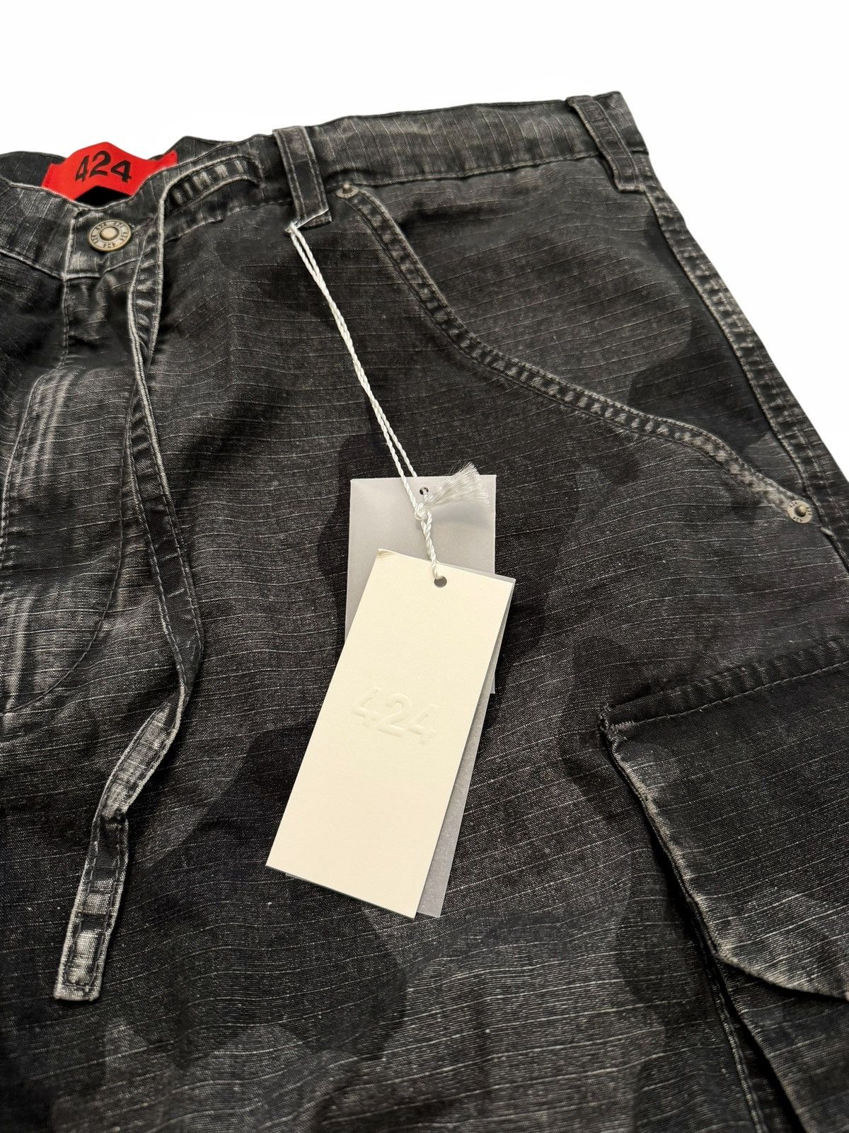 424 Black Grey Reverse Camo Ripstop Cargo Shorts Size US 34 / EU 50 - 6 Thumbnail