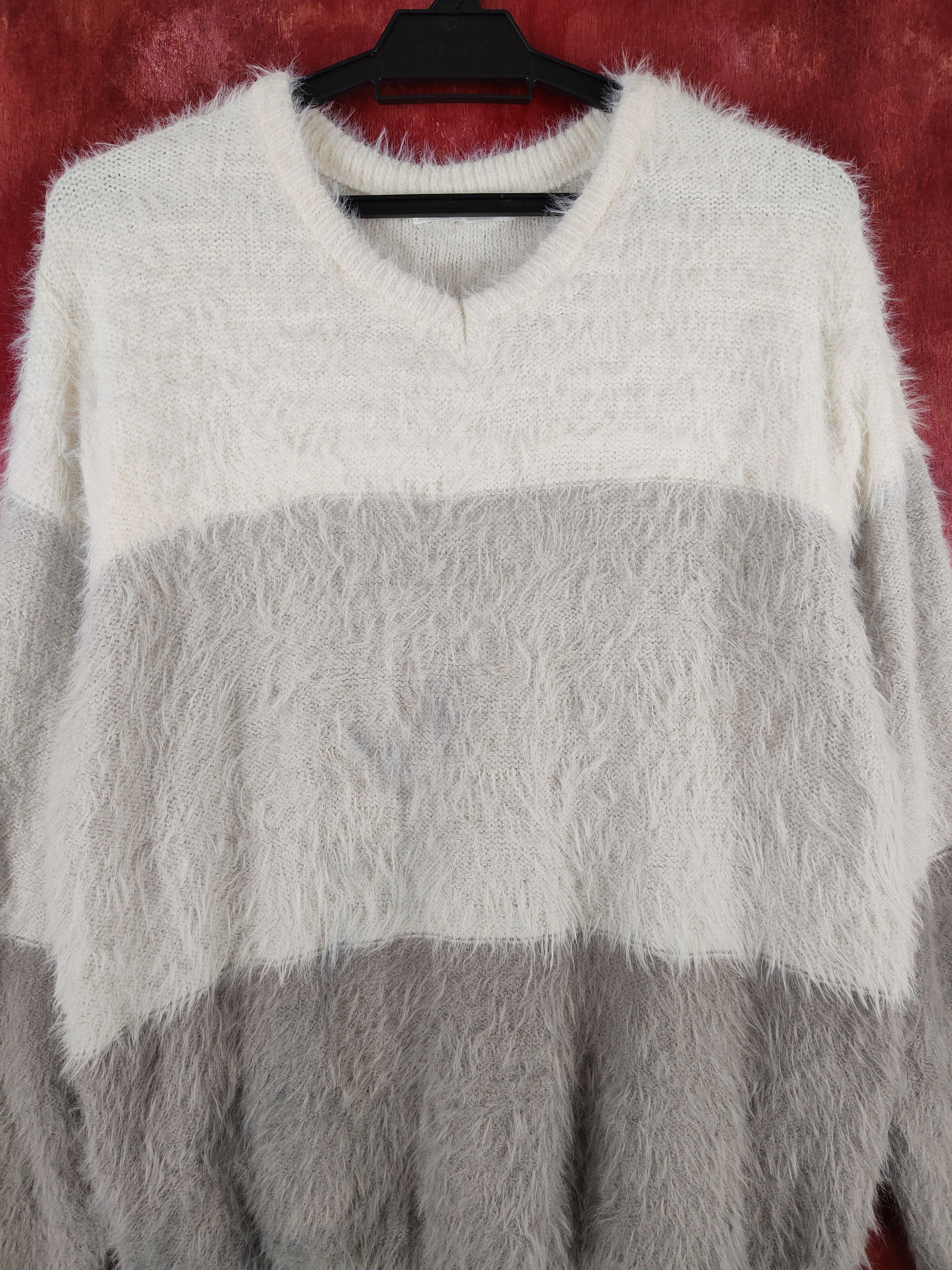 Homespun Knitwear Healthy Karen Gray Shag Shaggy Fur Mohair Knitwear #S2025 Size L / US 10 / IT 46 - 2 Thumbnail