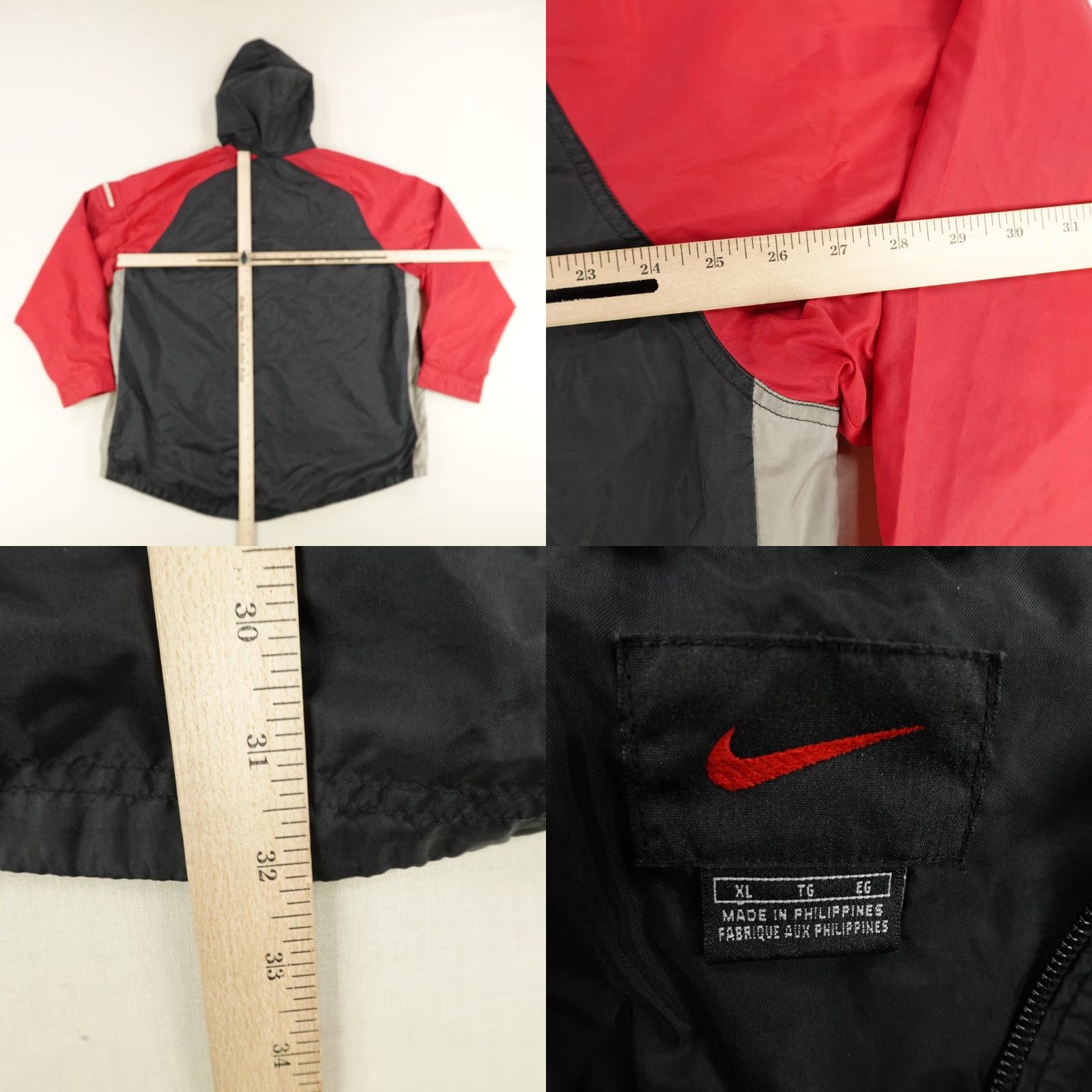 Nike VINTAGE Nike Jacket Mens XL Black Red Windbreaker Track Coat Lined Hoodie 90s Sports Wind-Resistant Zip Pockets Logo Size US XL / EU 56 / 4 - 8 Thumbnail