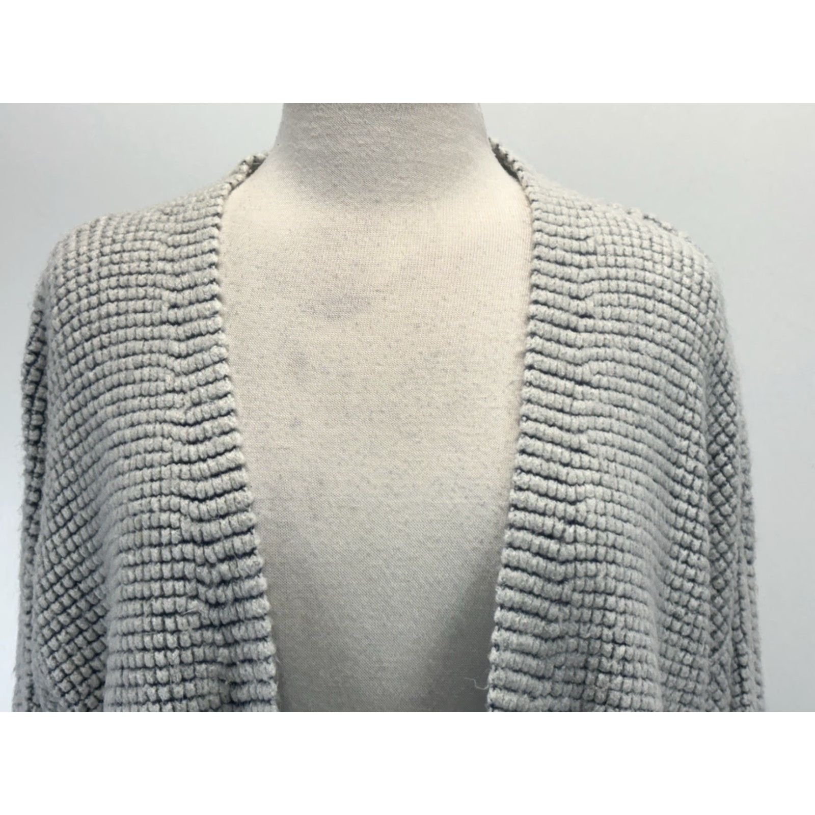 Soft Surroundings Soft Surroundings Cardigan Sweater L Women’s Gray Blue Caressa Grid Chunky Knit Rib Raglan Long Sleeve Lightweight Casual Office Fall Spring Winter Size L / US 10 / IT 46 - 5 Thumbnail