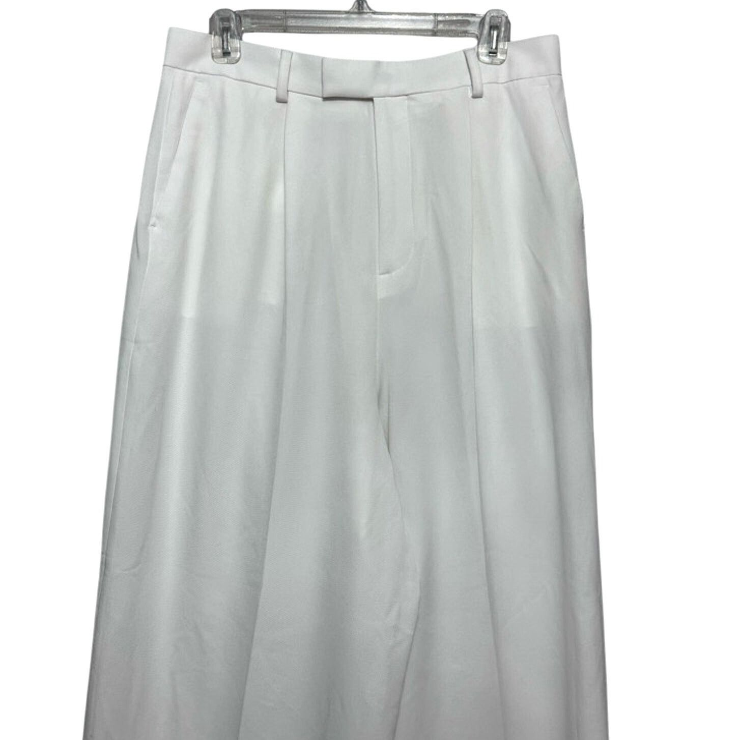 Asos ASOS Design Palazzo Flowy Pants High Rise Zip White 32 NWOT Size 32" / US 10 / IT 46 - 2 Thumbnail