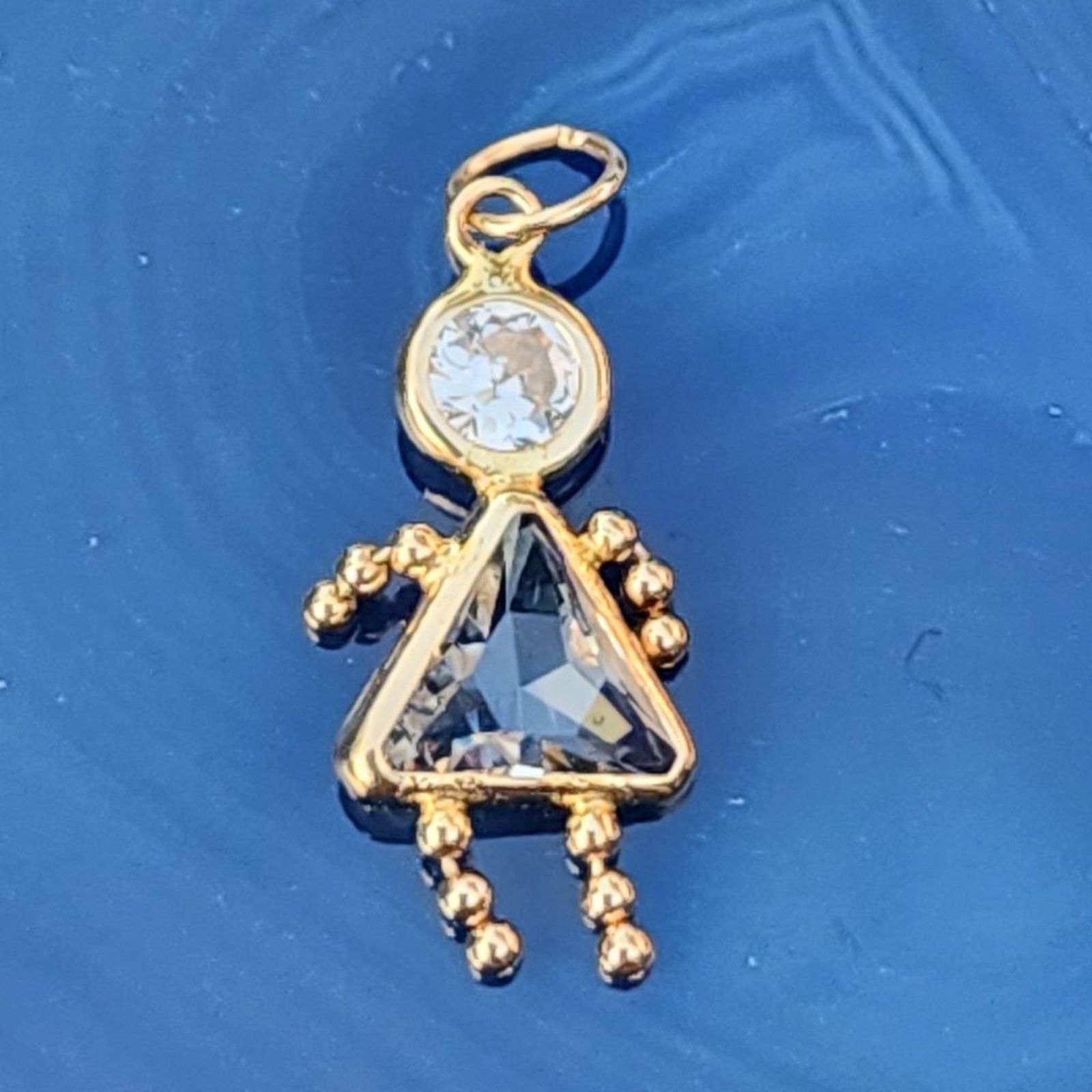 Vintage 14K Yellow Gold Boy Girl Birth Stone Charm Pendant Vintage Size ONE SIZE - 10 Thumbnail