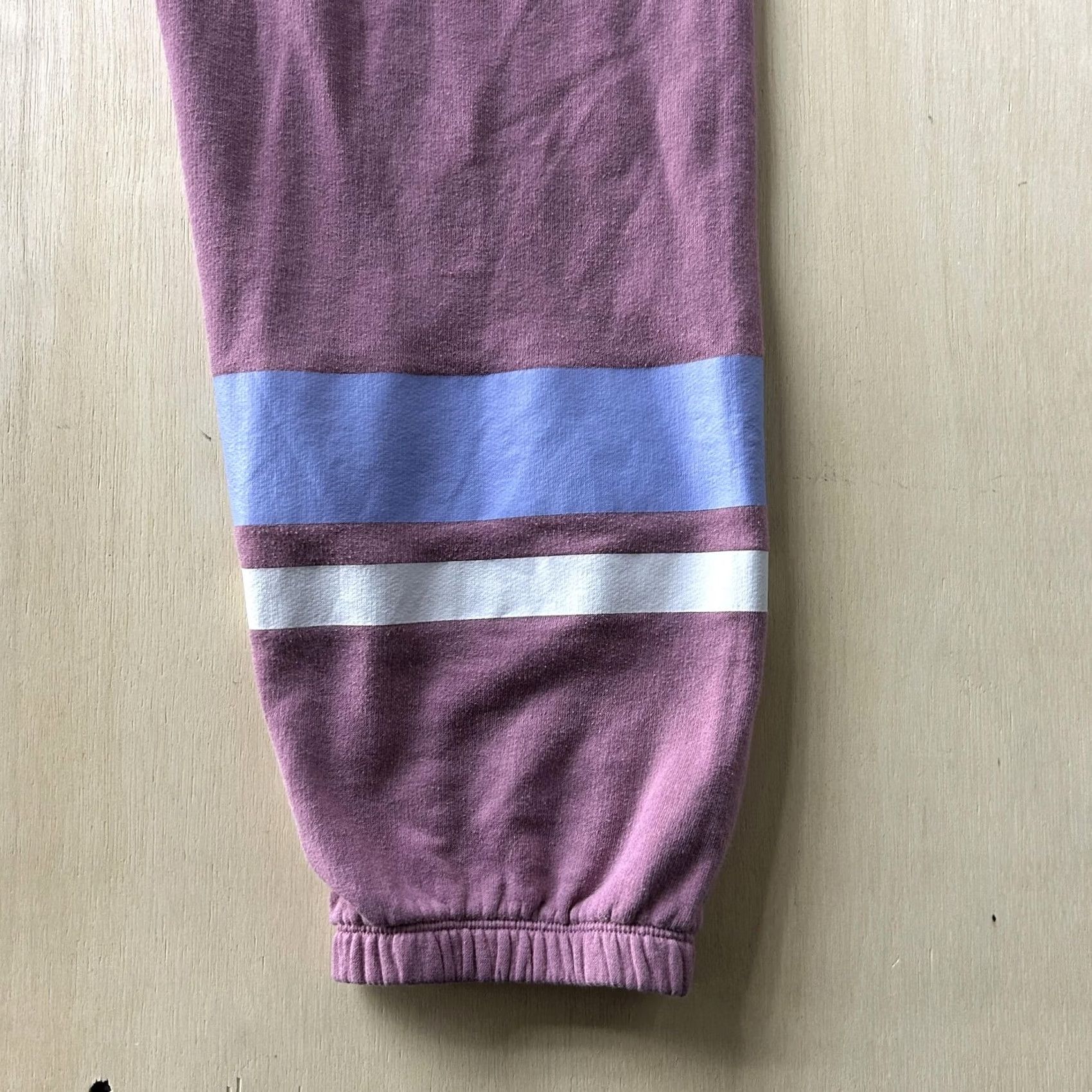 Vintage PINK Victoria's Secret Sweatpants Womens L Pink Terry Stripe Joggers Lounge Tapered Elastic Waist Pockets Size 36" / US 14 / IT 50 - 2 Thumbnail