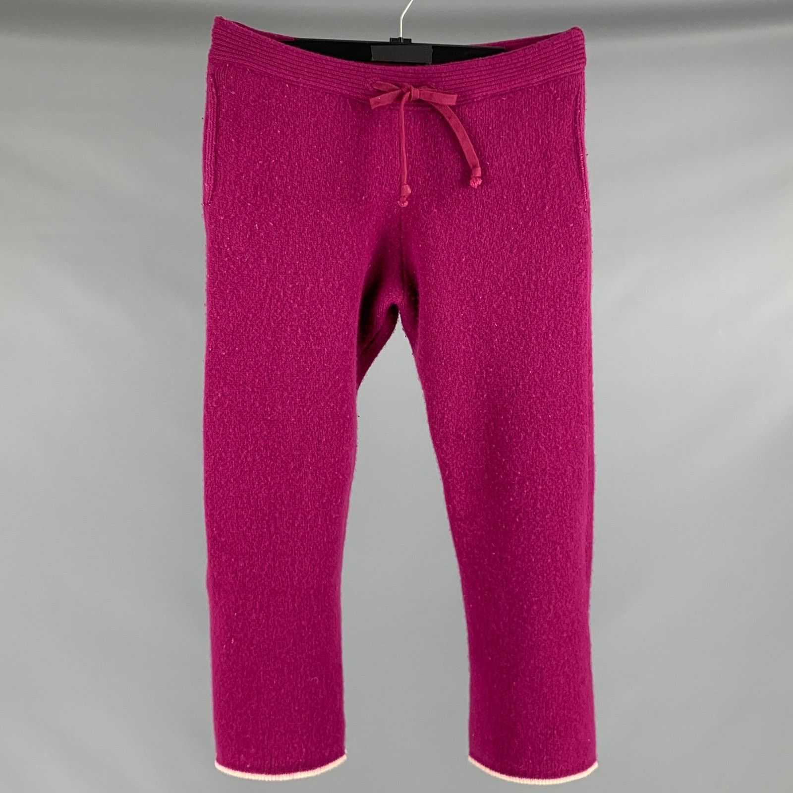 Ts(S) TS (S) M Purple Ribbed Wool Blend Drawstring Casual Pants Size US 29 - 1 Thumbnail