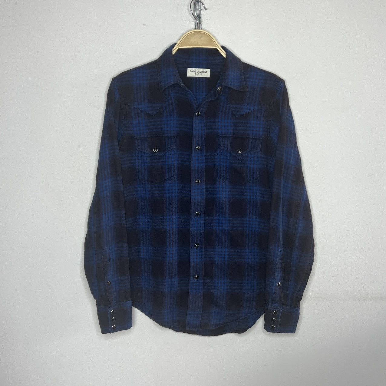 Saint Laurent Paris FW16 Checkered Flannel Shirt – Blue Size US XS / EU 42 / 0 - 1 Thumbnail