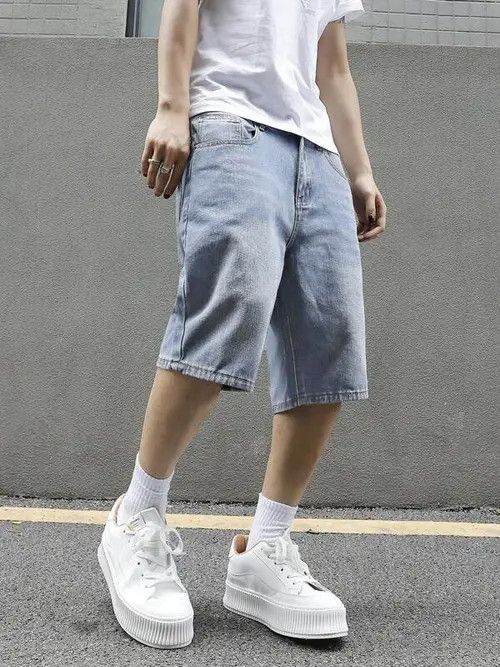 Jean Washed Y2k Shorts Jorts Distressed Denim Size US 34 / EU 50 - 4 Thumbnail
