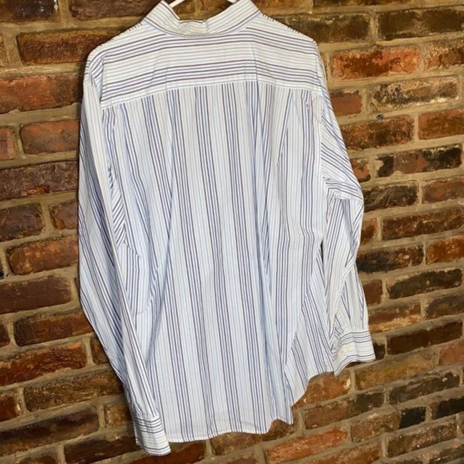 Sonoma Sonoma White Blue Stripe Long Sleeve Button Down Shirt Large Size US L / EU 52-54 / 3 - 7 Thumbnail