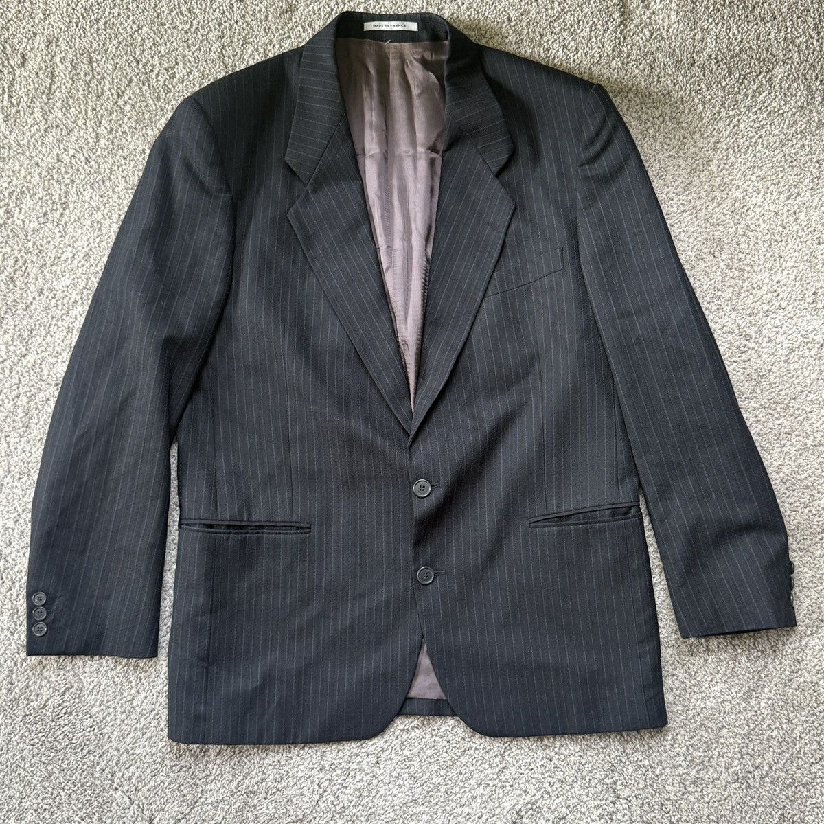Yves Saint Laurent Vintage Yves Saint Laurent Mens Gray Wool 80s Pinstripe Size 46R - 1 Thumbnail